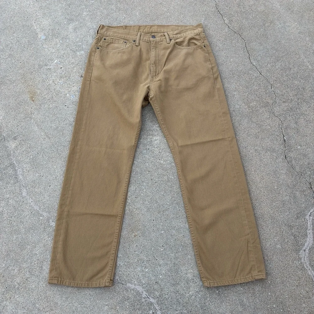 Levi's 505 Men's 36x30 Light Brown Straight Leg Jeans Regular Fit Caraway Twill